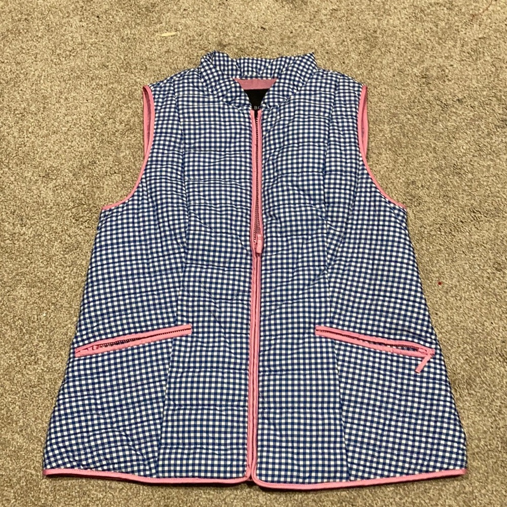 gingham vest! Worn once! From a smoke free home